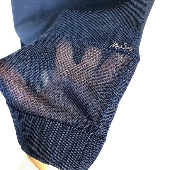 Miss Sixty Bodycon Mini Dress Long Mesh Sleeves Navy Size Small - Picture 5 of 7